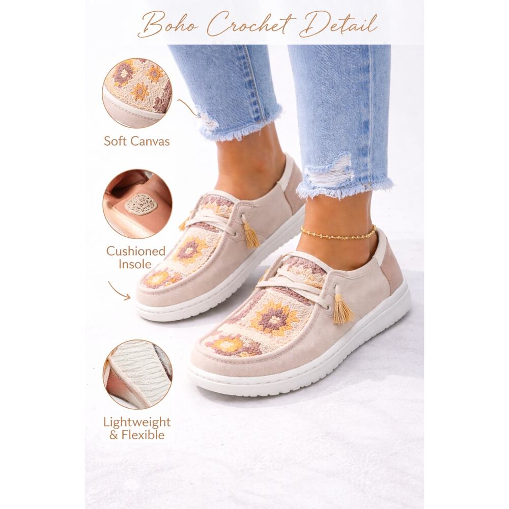 Hey Dude Wendy Crochet Boho Slip On Shoes Womens Size 5 - Picture 2 of 4